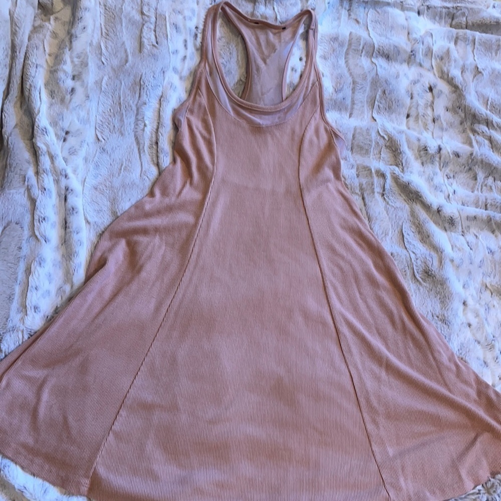 Nude/Blush Skater A line swingy mini dress - Picture 1 of 7